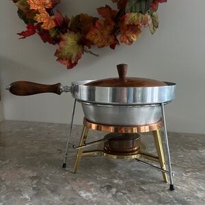 Vintage MCM Copper Chafing Dish